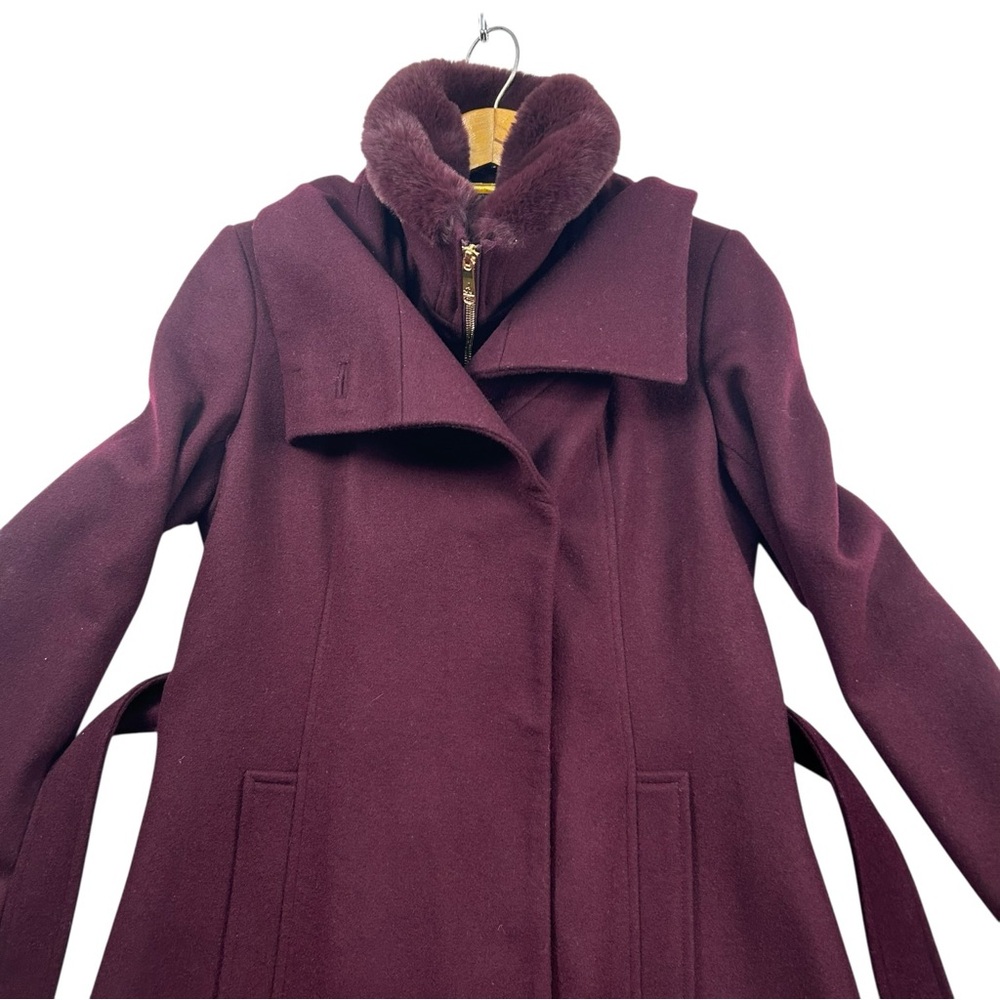 Sam Edelman Burgundy Wool Peacoat w/ Faux Fur Trim – Sz 6 | $360 Retail - Picture 6 of 13